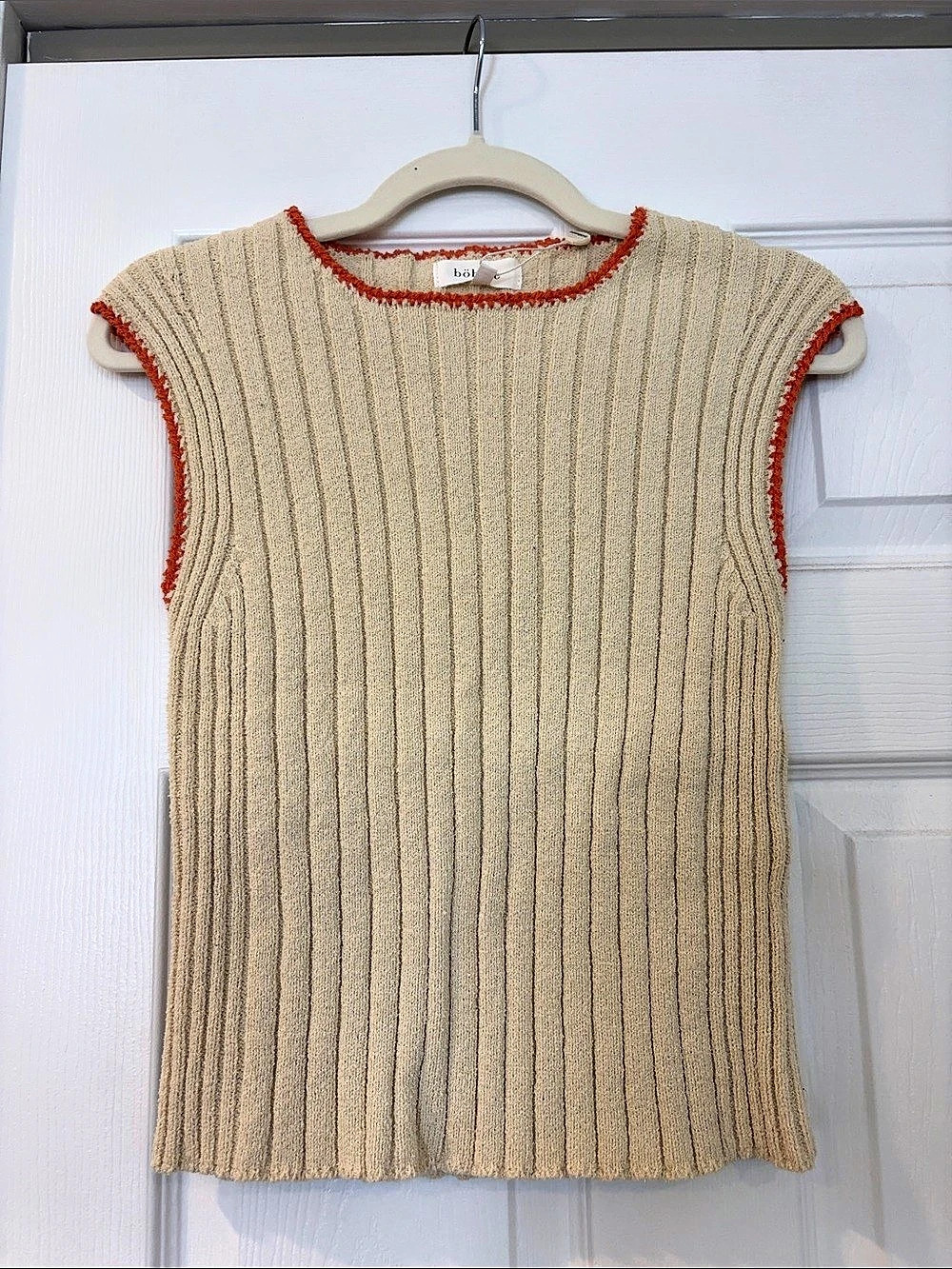 Bohme Ribbed Sleeveless Sweater in Beige & Orange NWT